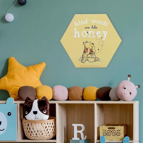 Open Road Brands Disney Winnie The Pooh Oh Happy Day Linked Hanging Wood Wall Decor - Adorable Winnie The Pooh Decoration for Kids' Bedroom or Nursery in Kuwait