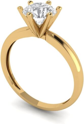 Clara Pucci Yellow/Rose/White 14k Gold Solitaire Statement anniversary Engagement Promise Bridal Ring - 1Ct Round Cut Simulated Diamond in Saudi Arabia