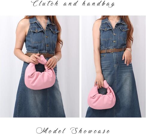 Women's Ruched Clutch Purse PU Leather Hobo Handbag Knot Formal Evening Bag Pleated Bag in Saudi Arabia