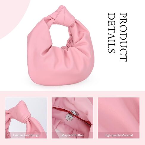 Women's Ruched Clutch Purse PU Leather Hobo Handbag Knot Formal Evening Bag Pleated Bag in Saudi Arabia