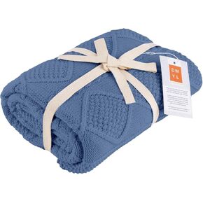 Do What You Love – Knit Baby Blanket for Girls and Boys, Soft Cozy Organic Cotton, Receiving Swaddle Crib Stroller Quilt Blanket for Baby Gift Registry for Newborns, Infants, Toddlers (Aegean Blue)