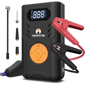 Car Battery Jump Starter with Air Compressor, 3000A/120PSI Car Battery Jumper Starter with Digital Tire Inflator (10.0 Gas/8.0L Diesel), 12V Jump Box with Large LCD Display, Lights