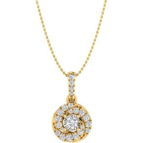 FINEROCK 10K Gold Diamond Knot Cluster Halo Pendant Necklace (0.15 Carat)