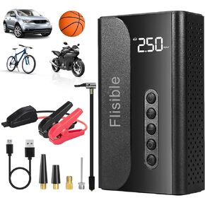 Jump Starter with Air Compressor, Portable Car Battery Charger, 10400mAh 150PSI Jump Box with LCD Digital Tire Inflator, 12V Car Battery Booster for 6.0L Gas or 3.0L Diesel Engines