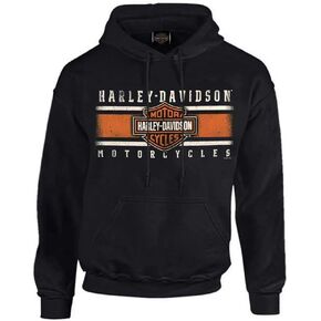 Harley-Davidson Men's Custom Iconic B&S Fleece Pullover Hoodie - Solid Black