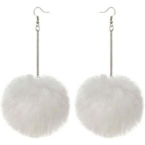 WLLAY Colorful Sweet Pom Pom Dangle Earrings Korean Fur Ball Pompon Drop Earrings for Girls