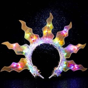 DRESBE Light Up Fire Headband LED Sun Goddess Headbands Party Rave Flame Halo Hair Accessories for Women