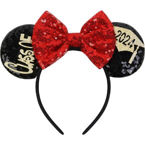 WOVOWOVO 3D Mouse Ears Headbands for Women Red Bow Hairbands Headband Birthdays Headband for Girls Party Decorations