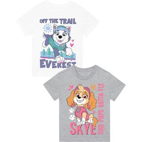 Paw Patrol Girls T Shirts 2 Pack | Pack of 2 Girls Tee Shirts | Everest and Skye Shirts for Girls
