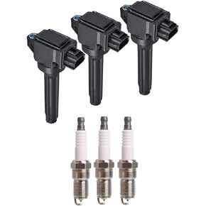 ENA Set of 3 Ignition Coil Pack and Iridium Spark Plug Compatible with Mitsubishi Mirage 2014 2015 2016 2017 2018 1.2L L3 Coils Plugs Replacement for UF815 1832A057 1832A096 FK0443 49121 5018