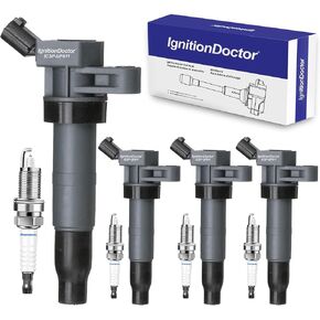 UF611 Ignition Coil Pack and Iridium IX Spark Plugs 4469 Fits for Hyundai Sonata Santa Fe Equus Genesis Tucson, Kia Optima Borrego Forte Rondo Sorento Sportage 2.0L 2.4L 4.6L 5.0L L4 V8