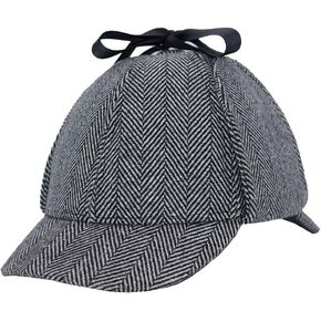 قبعة Deerstalker الكلاسيكية مع غطاء للأذن، قبعة المباحث التنكرية للهالوين، قبعة كلاسيكية كلاسيكية للبالغين والأطفال