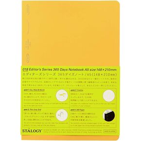 Nitoms S4107 STALOGY Notebook, A5, Squared, 365 Days Notebook, Yellow