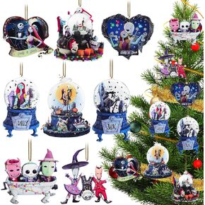 2024 Christmas Grinches Tree Decorations, 9pcs Acrylic 2D Funny Green Doll Pendant, Flat Ornaments Hanging Decor for Home Holiday Party Vacation Gifts Supplies 10cm/3.93in
