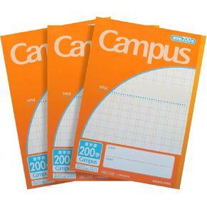 Kokuyo Campus Notebook, Semi-B5, 200 Squares Ruled, 30 Sheets, Pack of 3, Japan Import (NO-30KA20)