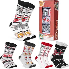 Tom and Jerry Mens Socks Pack of 5 Crew Socks for Men Teenagers Breathable Work Sports Casual Size 7-11 Gifts for Him