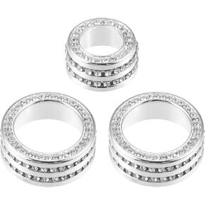 ACROPIX Front Car AC and Rear View Mirror Adjust Knob Cover Ring Fit for Toyota Corolla - Pack of 3 Silver Tone