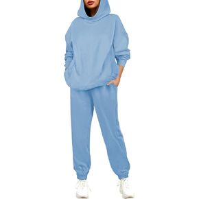 Linsery Women Hoodies Sweatsuit Long Sleeve Hooded Matching Joggers Sweatpants 2 Piece Tracksuit Sets