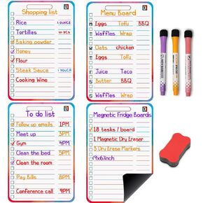 Set of 3 -Monthly Magnetic Calendar for Refrigerator x 1 | Weekly Dry Erase Calendar for Fridge x 1 | Chore Chart for Multiple Kids and Adults x 1 | 6 x Magnetic Dry Erase Markers with Eraser