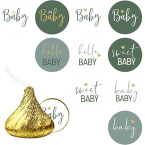 G2PLUS Baby Shower Stickers, Sweet Baby Stickers, Oh Baby Stickers, 210PCS Round Baby Shower Candy Stickers, Green Baby Shower Party Favor Stickers for Envelope Seals, Invitations (0.75 inch)