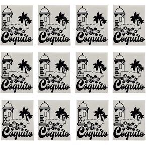 Puerto Rico Decal Sticker Glass Bottle Decorative Labels 1/2 Dozen Stickers Puerto Rico Flag Morro Decal (GLASS BOTTLE IS NOT INCLUDED) (12 DECALS, BLACK)