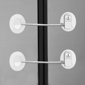 Fridge Lock, 2 Pack Refrigerator Lock with 4 Keys, Child Safety Locks with Strong Adhesive for Cabinet Lock, Freezer Lock and Drawer Lock (Black)