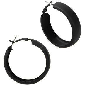 Vintage Large Matte Round Hoop Earrings Classic Multicolor Wide Faux Leather Pierced Lightweight Wedding Holiday Jewelry for Women