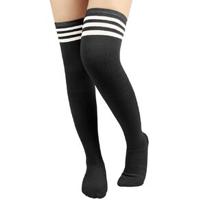 Extra Long Thigh High Socks Striped Over Casual Knee High Socks Halloween Christmas Warmer Long Stocking for Women