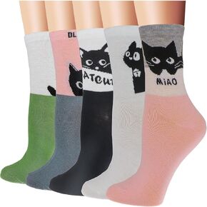YQHMT Women's Cat Socks Funny Animal Socks Casual Cotton Crew Socks Gifts for Women