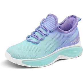 RUNSIDE Girls Lightweight Sneakers Kids Lace-up Tennis Running Shoes, Breathable Walking Shoes for Toddler/Little Kid/Big Kid