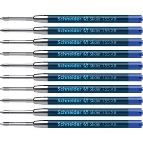 Schneider Slider 755 XB (Extra Broad) Ballpoint Pen Refill, 1.4 mm, ISO Format G2, Black Ink, Box of 10 Refills (175501)