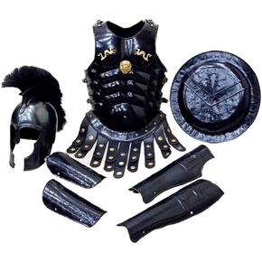 THOR INSTRUMENTS Medieval Achilles Troy Helmet Armor Muscle Jacket Arm & Leg Guard Spartan Shield Rustic Vintage Home Decor Gifts