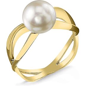 The Pearl Source Japanese Akoya Cultured Pearl Ring for Women 14K Gold Lana Pearl Ring
