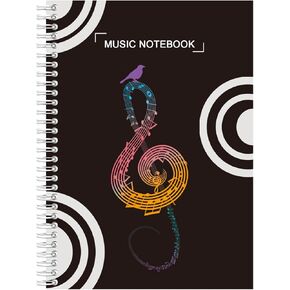 2 Pcs Blank Sheet Music Notebook, Opaque, Non-bleeding Thick Staff Paper, Large Spaces Between Lines, Piano Notebook Song Writing Journals Book