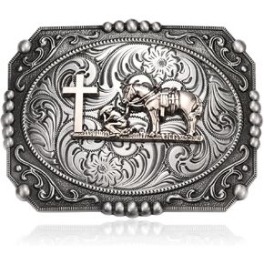 Western Cowboy Belt Buckle for Men, Prayer Horse Cross Religious Belt Buckle, Large Belt Buckle for Boys Hunsband