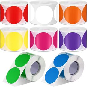 2000 Pcs Dot Stickers 2 Inch Circle Stickers Color Coding Labels Adhesive Round Stickers for File Classification Inventory Organize, 8 Colors