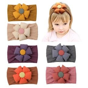 JIAHANG Baby Girls Top Flower Headwrap Stretchy Silky Headbands Set 6Pcs for Infant Toddlers (Chiffon Flower 6pcs)