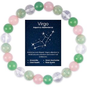 Zodiac Crystal Bracelet for Women Men - Crystals & Healing Stone Stretch Bracelet - Handmade Beaded Bracelets - Spiritual Jewelry - Protection Bracelet - Astrology Zodiac Signs -Zodiac Birthday Gifts