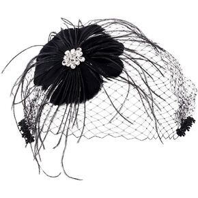 Veil Fascinator Hat for Women Feather Fascinators Hair Clip Veil Women's Fascinators Headwear Party Bridal Wedding