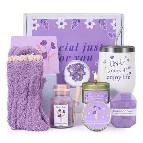 هدايا للنساء، هدايا عيد ميلاد للنساء، أفكار هدايا فريدة للأم من الابنة، هدايا للأصدقاء الإناث، سلة هدايا عيد ميلاد سعيد الثلاثين والأربعين والخمسين للنساء، هدية شكرًا للنساء (أرجواني) in Kuwait