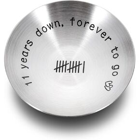 11th Anniversary steel Gifts for Her Him Couple Gifts Ideas 11 Year Anniversary Steel Gifts 4" Ring Holder Dish Jewelry Tray Wedding Gifts for wife Husband Christmas Valentines Gifts for Girlfriend