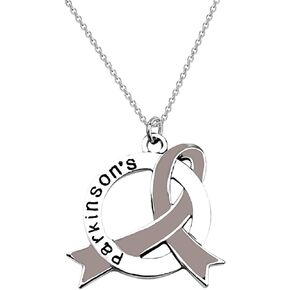 LBSBO Parkinson's Awareness Grey Ribbon Clip-on Charm/Necklace Parkinsons Awareness Gift Gray Awareness Parkinsons Survivor Jewelry