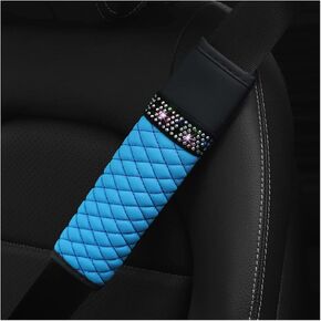 2 Pcs Auto Seat Belt Cover, Sparkling Rhinestone Shoulder Strap for a More Comfortable Driving, Harness Pads Protect Your Neck, Accessories Compatible with All Cars and Backpack (Wine Red)