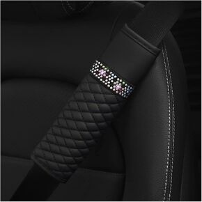 2 Pcs Auto Seat Belt Cover, Sparkling Rhinestone Shoulder Strap for a More Comfortable Driving, Harness Pads Protect Your Neck, Accessories Compatible with All Cars and Backpack (Wine Red)