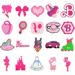 20 قطعة من سحر أحذية Preppy الوردية، سحر إكسسوارات الأحذية اللطيفة للمراهقين والأطفال البالغين، سحر تزيين الأحذية الجمالية لصنادل الانسداد، هدايا الحفلات الوردية in Kuwait