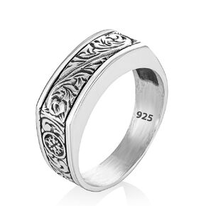 925 Sterlng Silver Handmade Engraved Ring for Men, Elegant Silver Band Rings for Women and Men, Wedding Rings for Men, Perfect gift for Special Occasions (6,5)
