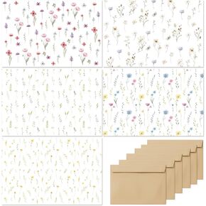 Blank Cards with Envelopes All Occasion,Elegant Floral Design Blank Greeting Cards 4x6,20Pack -Blank Greeting Cards,Note Cards with Matching Peel-and-Seal Rustic Envelopes
