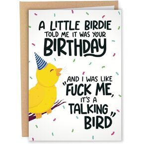 Sleazy Greetings Funny Birthday Card for Men Women | Little Birdie Told Me It Was Your Birthday Card For Him Her 21st 30th 40th 60th Birthday Card