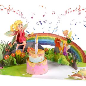 Birthday Cards, Musical Birthday Cards with Lights, 3D Pop Up Birthday Cards for Girls, Daughters, Granddaughters, Nieces - Fairy Birthday Cards with Blowable Candles for 2/3/4/5/6/7/8 Year Old Girls