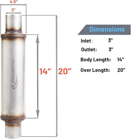 Exhaust Muffler Universal Stainless Steel Straight Through Design,Resonator Super 10 Muffler (2.5'') in Saudi Arabia
